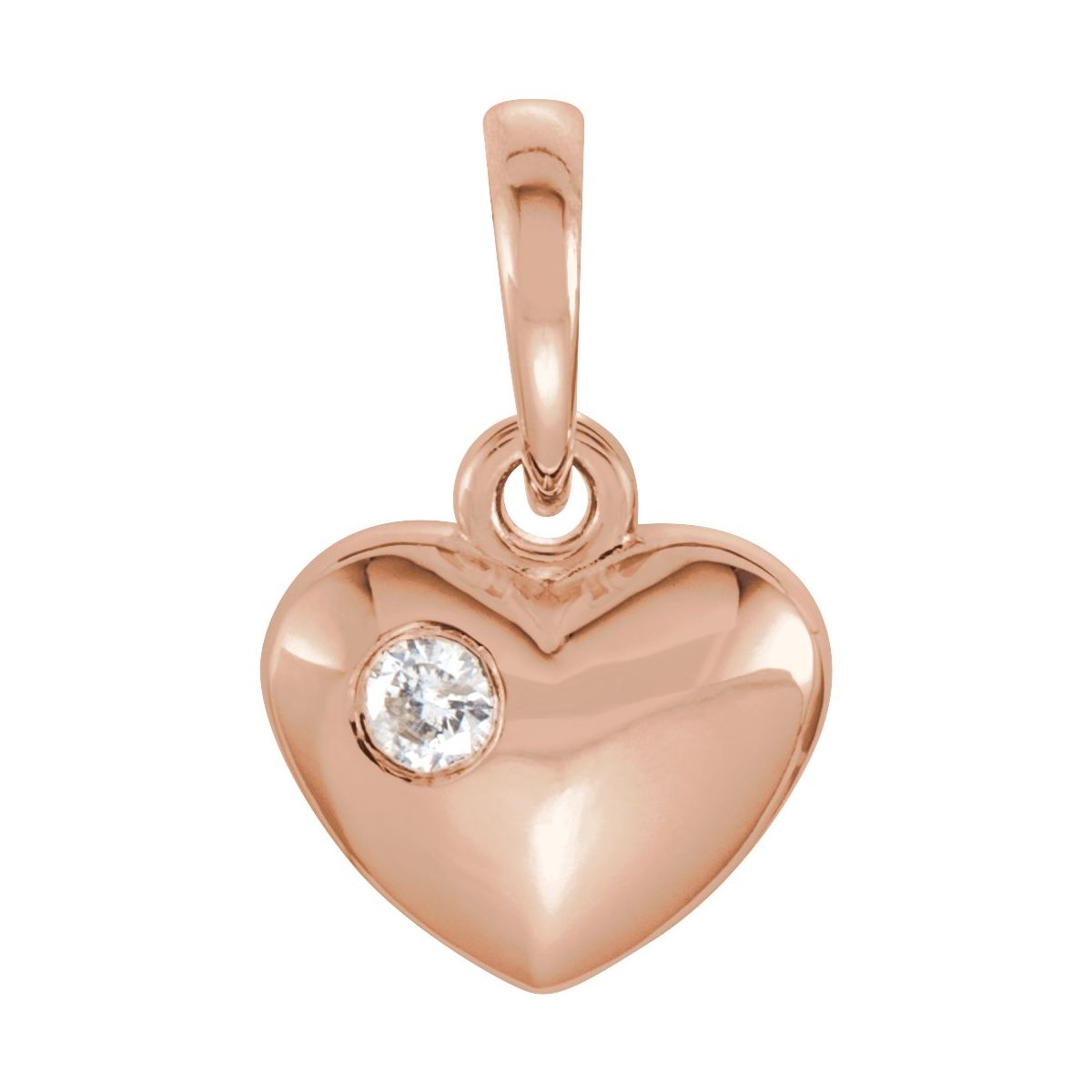 .03 CT Natural Diamond Engravable Heart Pendant in 14k rose gold