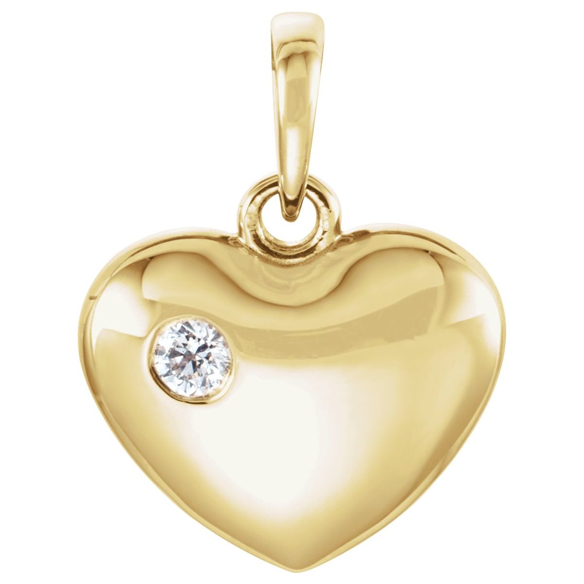 .05 CT Natural Diamond Engravable Heart Pendant in 14k yellow gold