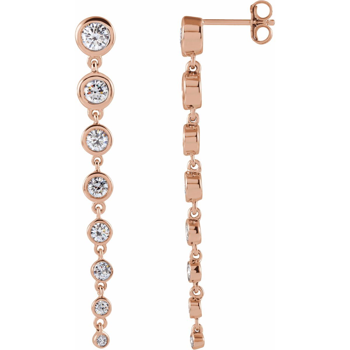 1 3/4 CTW Lab-Grown Diamond Earrings in 14k rose gold