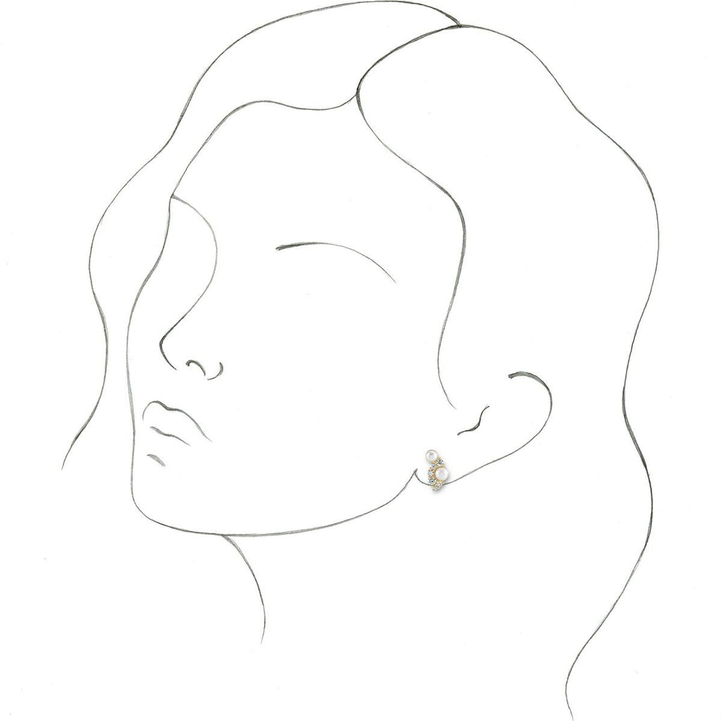 Cultured White Akoya Pearls & 1/2 CTW Natural Diamond Earrings in 14k yellow gold