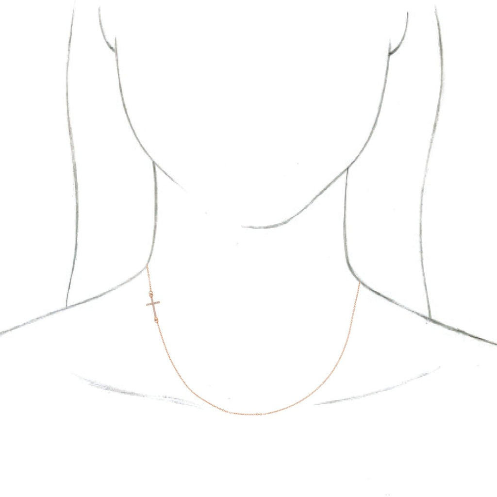 .04 CTW Natural Diamond Off-Center Sideways Cross Necklace in 14k rose gold