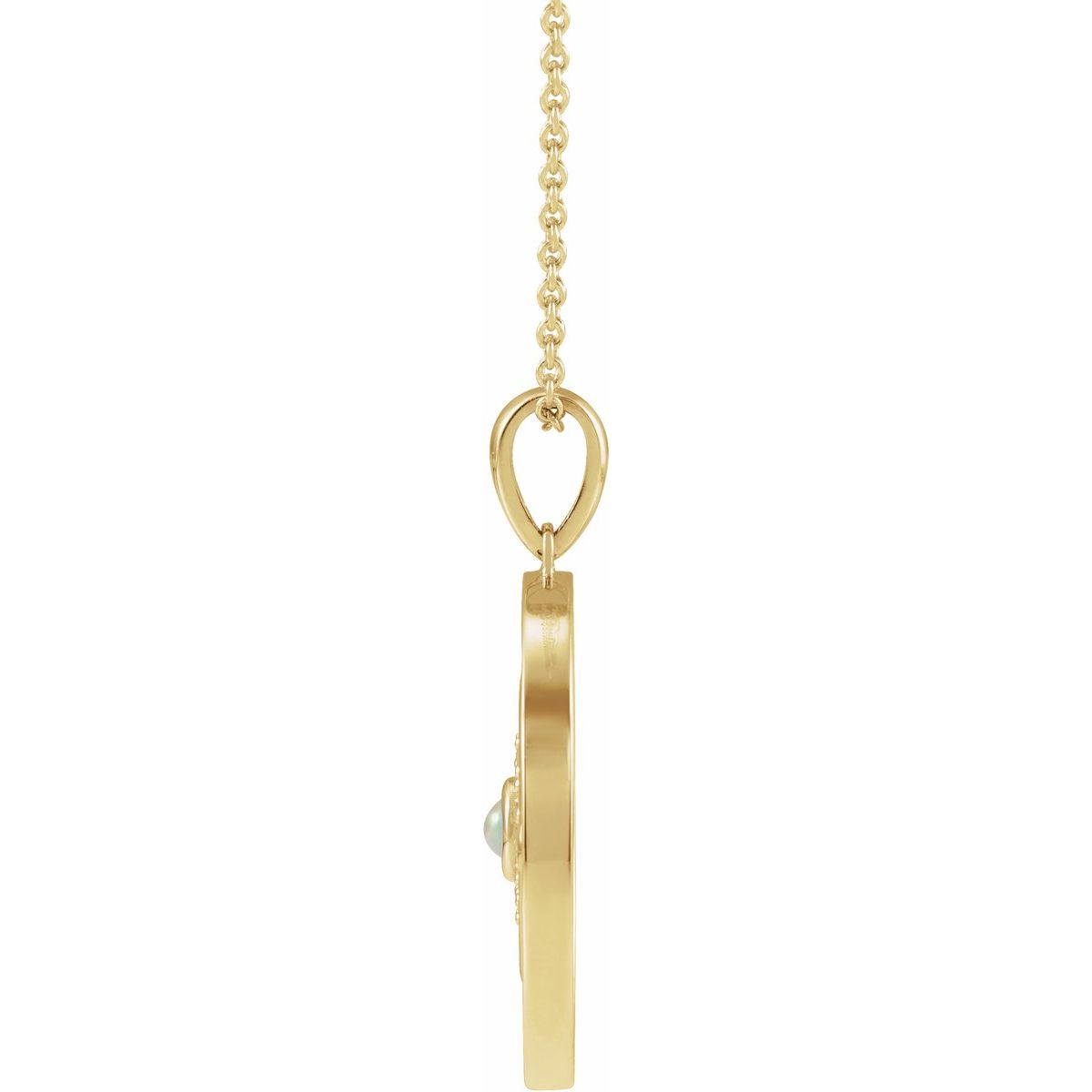 Natural Ethiopian Opal & 1/6 CTW Natural Diamond Evil Eye Necklace in 14k yellow gold
