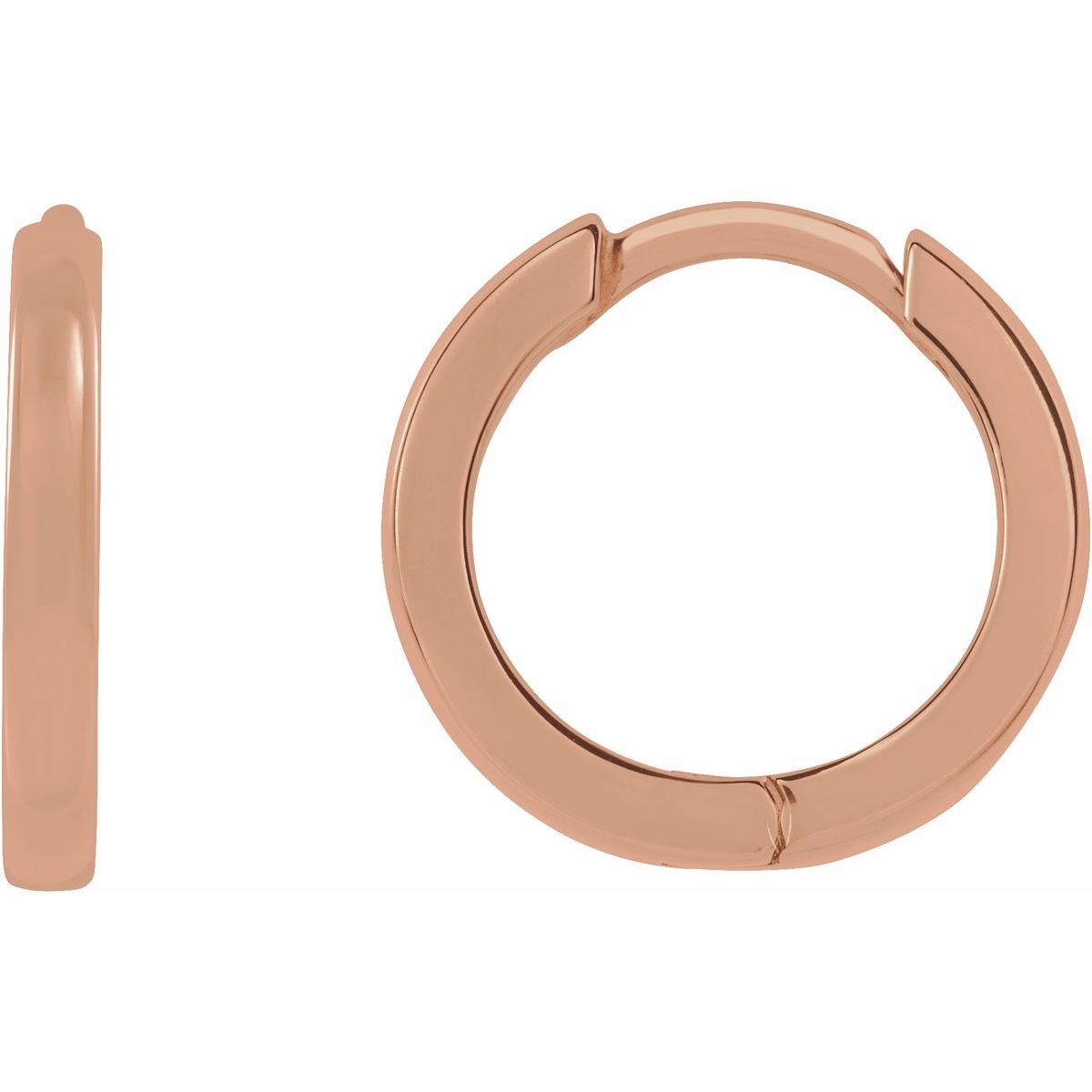 Hinged 10 mm Hoop Earrings in 14k rose gold