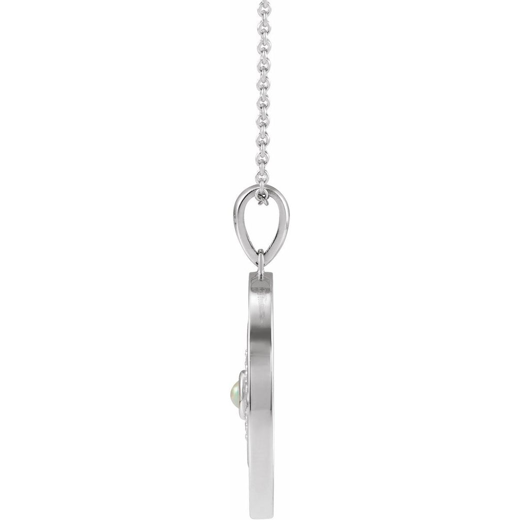Natural Ethiopian Opal & 1/6 CTW Natural Diamond Evil Eye Necklace