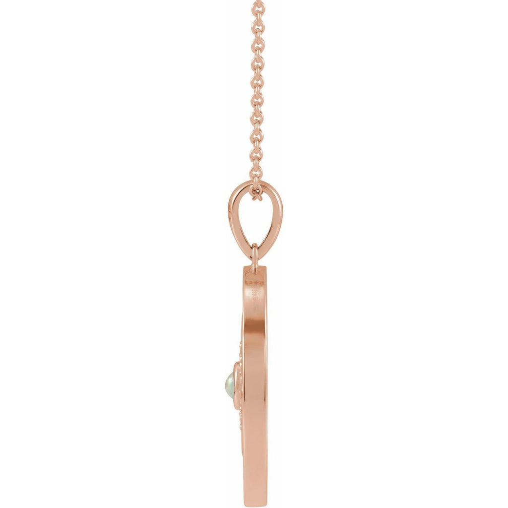 Natural Ethiopian Opal & 1/6 CTW Natural Diamond Evil Eye Necklace in 14k rose gold