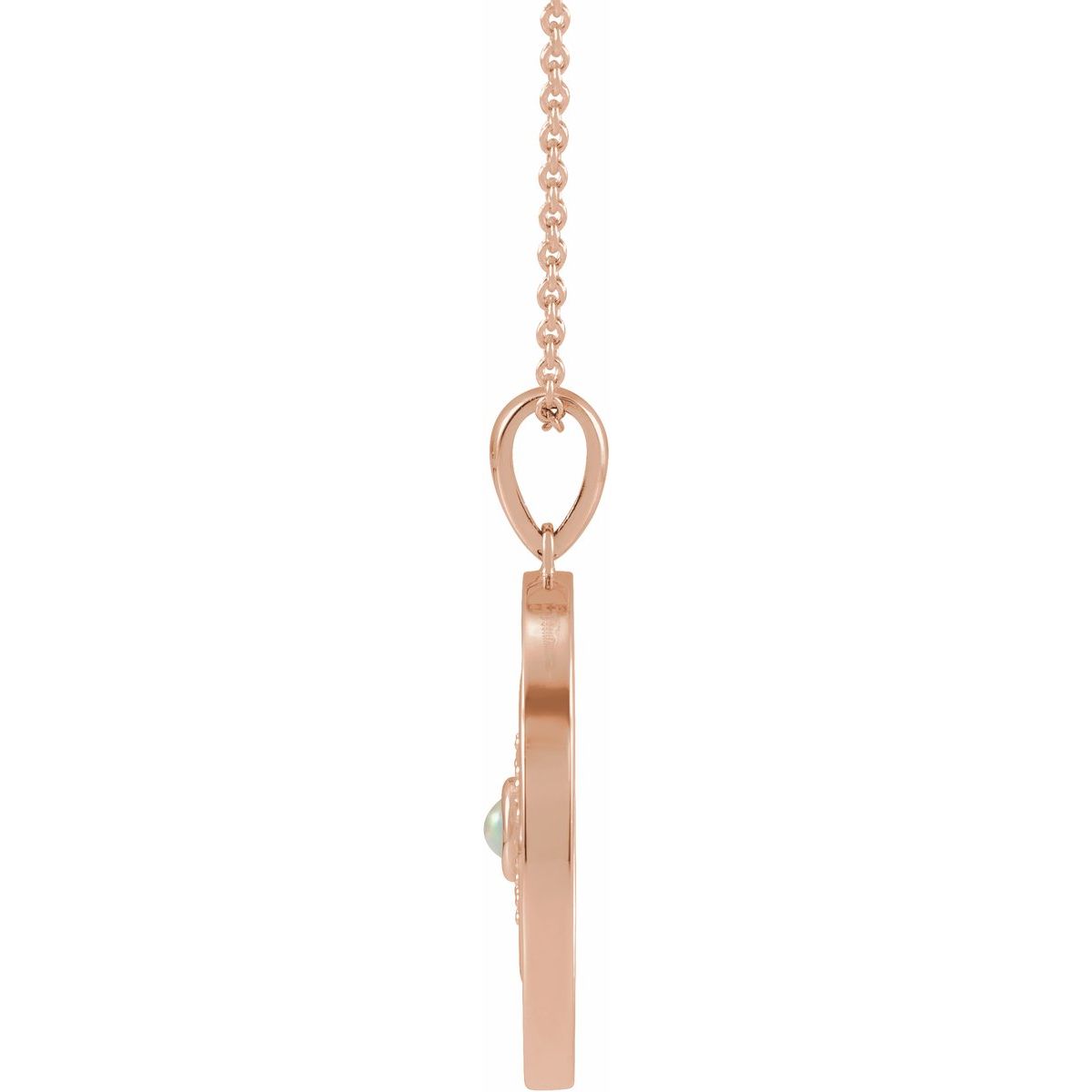 Natural Ethiopian Opal & 1/6 CTW Natural Diamond Evil Eye Necklace in 14k rose gold