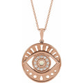 Natural Ethiopian Opal & 1/6 CTW Natural Diamond Evil Eye Necklace in 14k rose gold