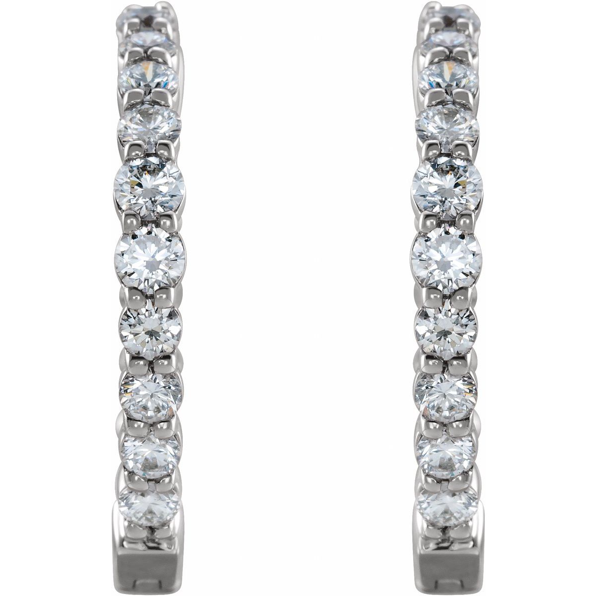 1 CTW Lab-Grown Diamond Inside-Outside Hinged 19.3 mm Hoop Earrings in 14k white gold