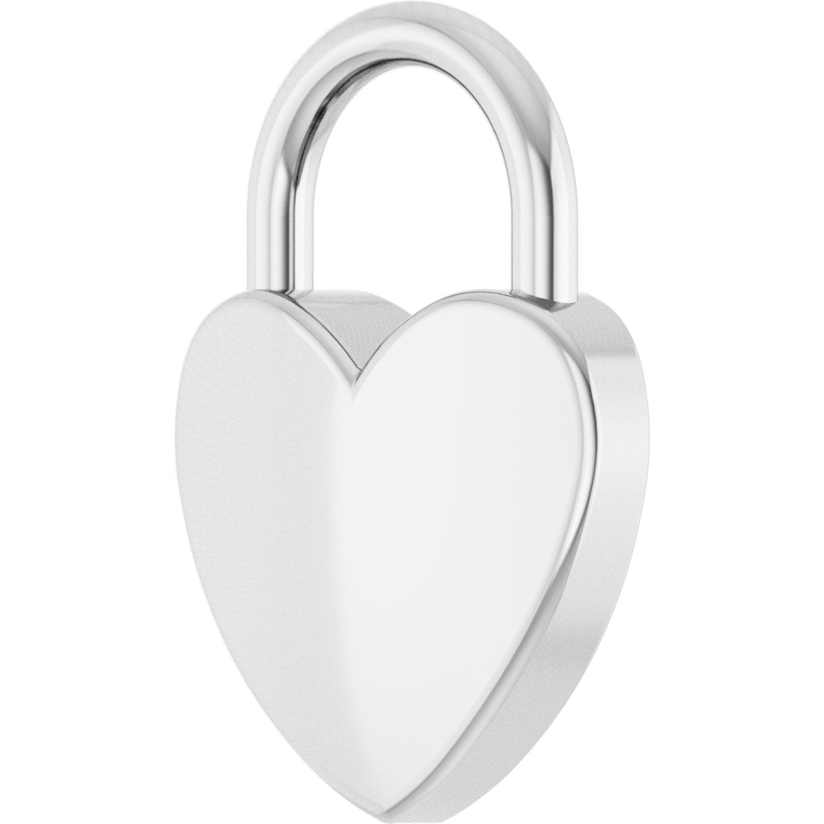 Engravable Heart Lock Pendant in 14k white gold