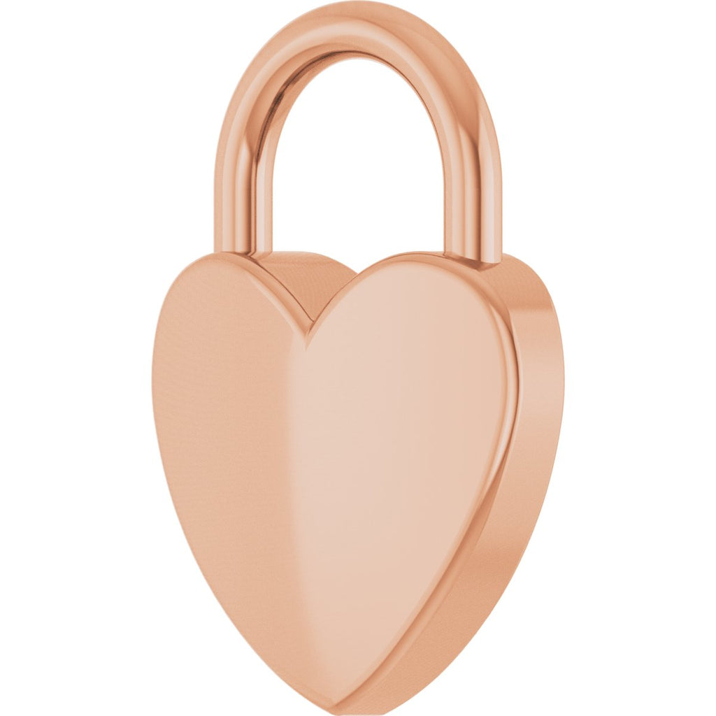 Engravable Heart Lock Pendant in 14k rose gold