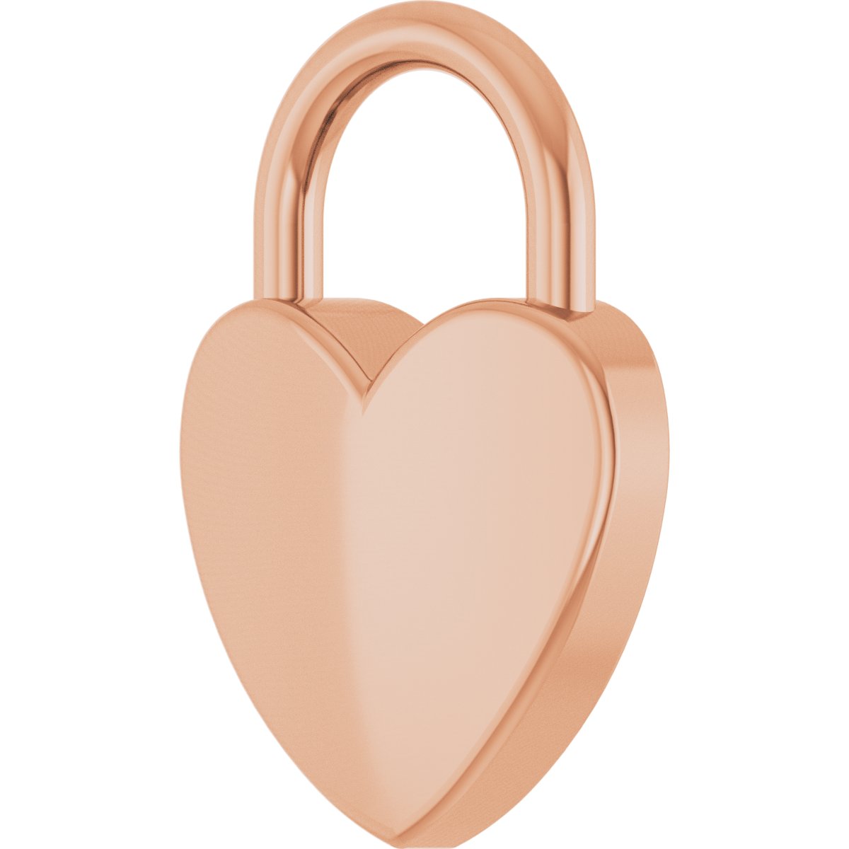 Engravable Heart Lock Pendant in 14k rose gold