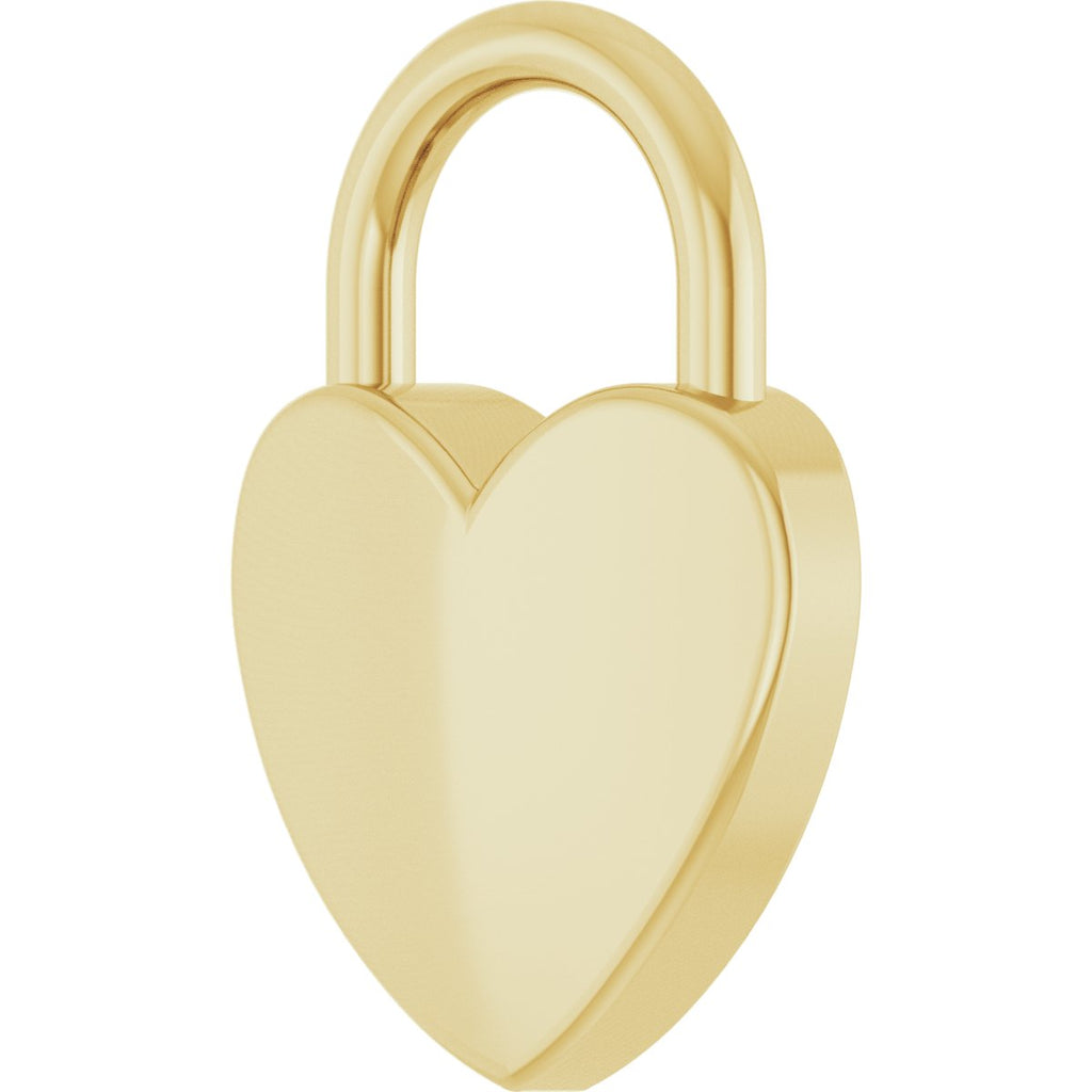 Engravable Heart Lock Pendant in 14k yellow gold