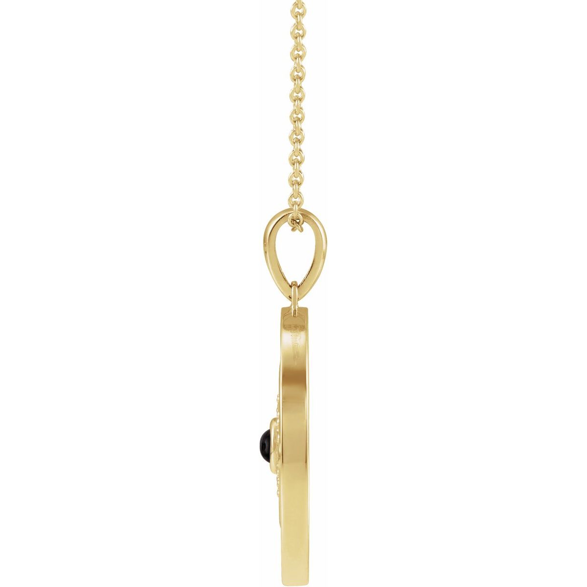Natural Black Onyx & 1/6 CTW Natural Diamond Evil Eye Necklace in 14k yellow gold