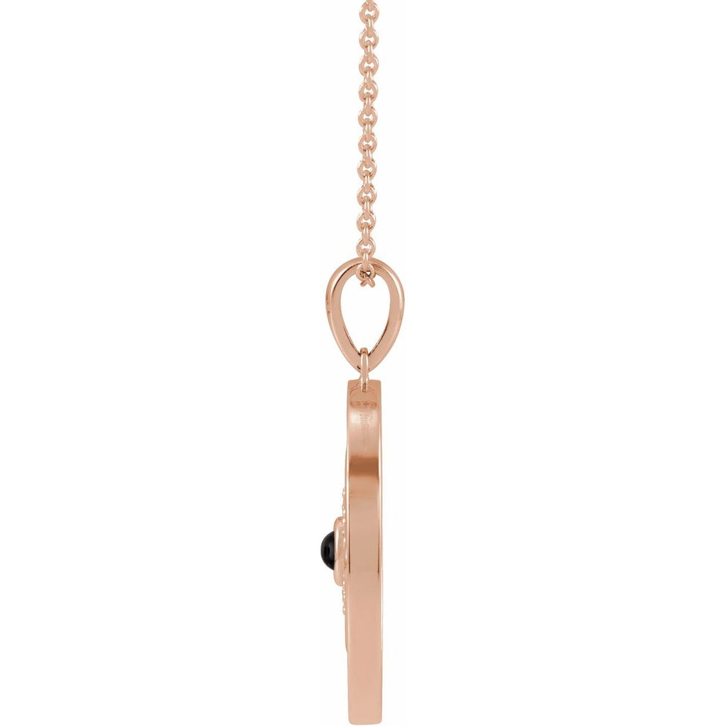 Natural Black Onyx & 1/6 CTW Natural Diamond Evil Eye Necklace in 14k rose gold