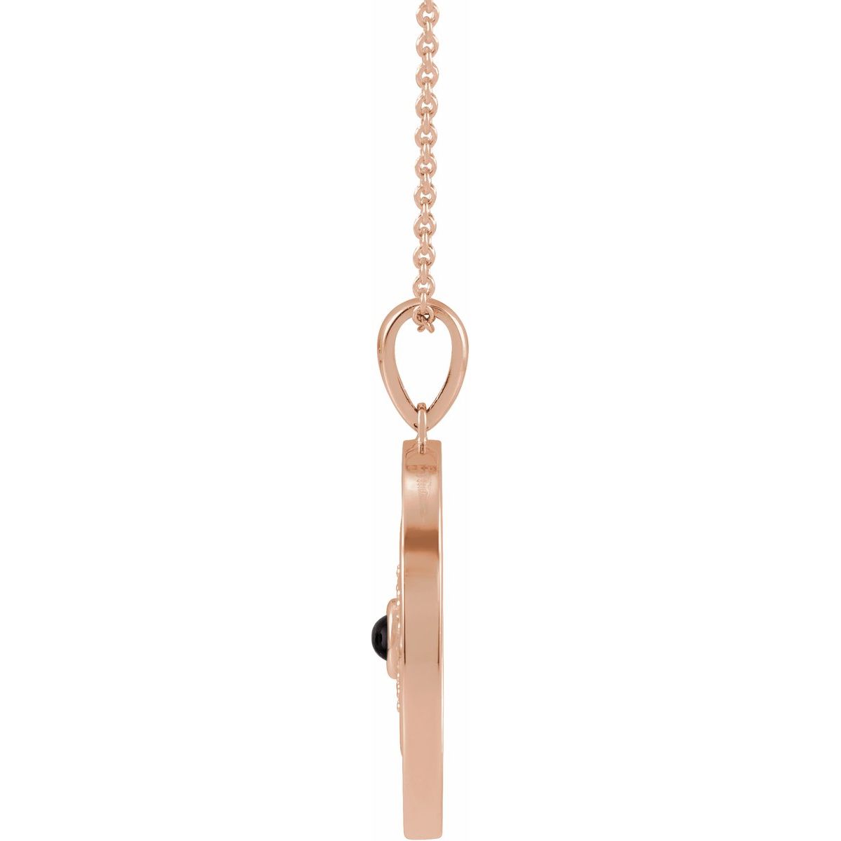 Natural Black Onyx & 1/6 CTW Natural Diamond Evil Eye Necklace in 14k rose gold