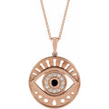 Natural Black Onyx & 1/6 CTW Natural Diamond Evil Eye Necklace in 14k rose gold