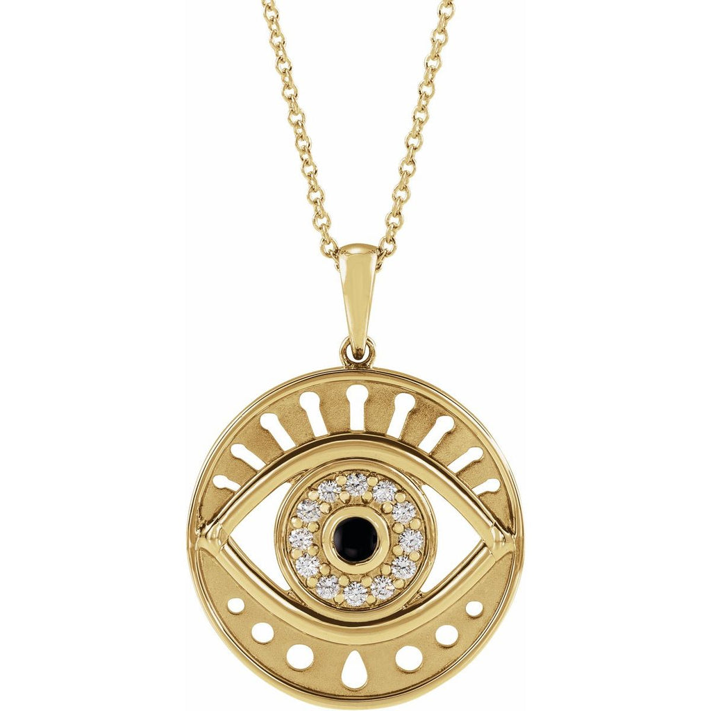 Natural Ethiopian Opal & 1/6 CTW Natural Diamond Evil Eye Necklace