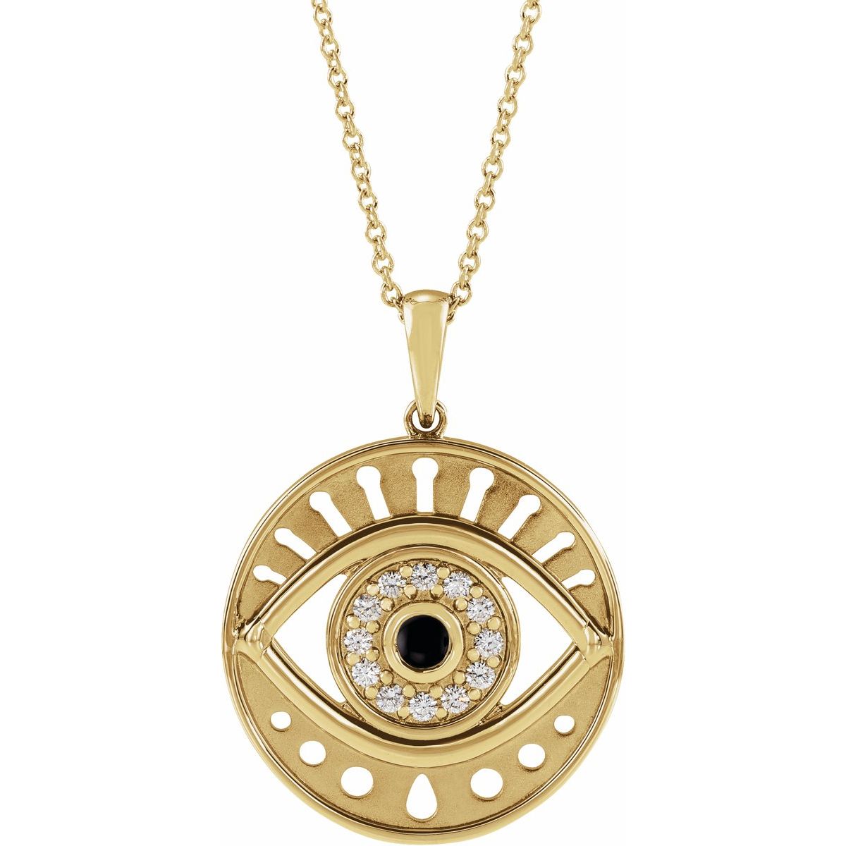 Natural Ethiopian Opal & 1/6 CTW Natural Diamond Evil Eye Necklace