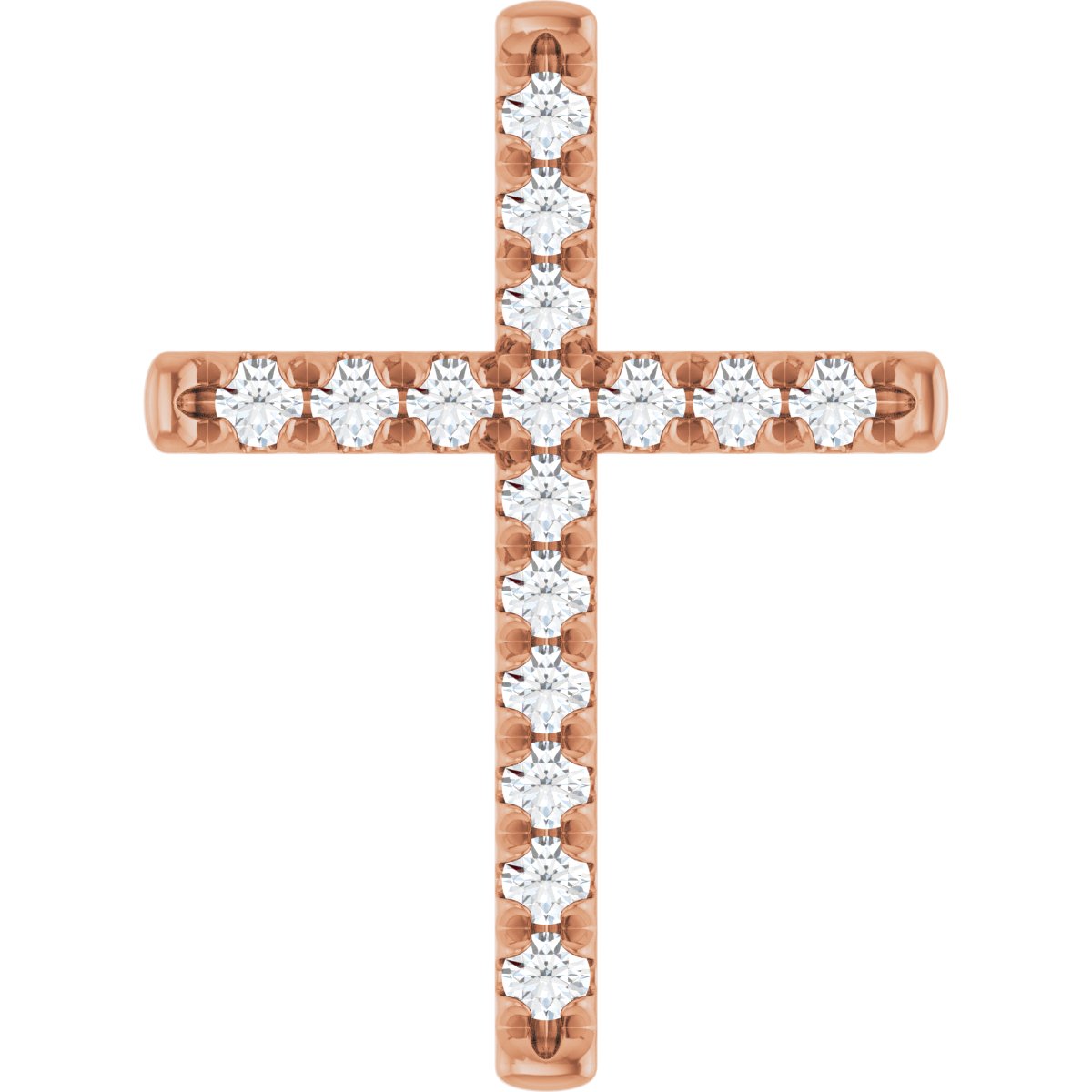 1/2 CTW Natural Diamond French-Set Cross Pendant in 14k rose gold