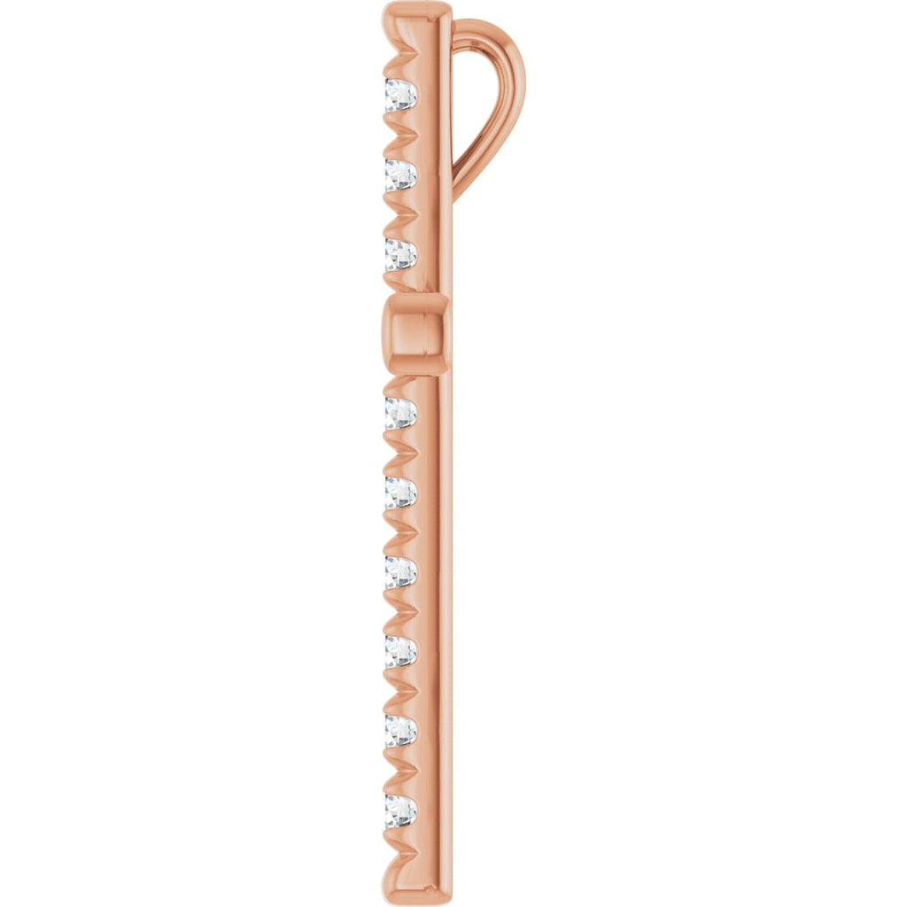 1/2 CTW Natural Diamond French-Set Cross Pendant in 14k rose gold