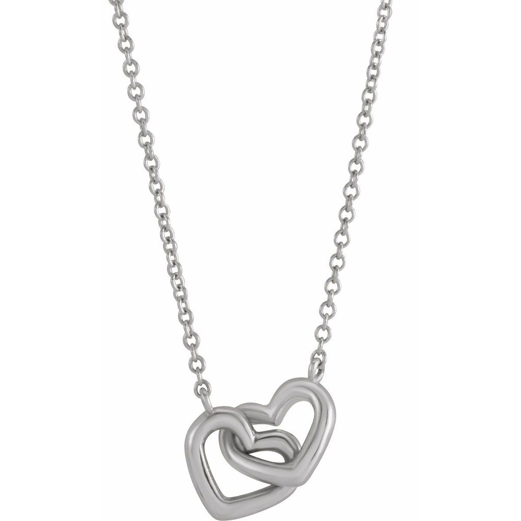 Interlocking Heart Necklace in 14k white gold