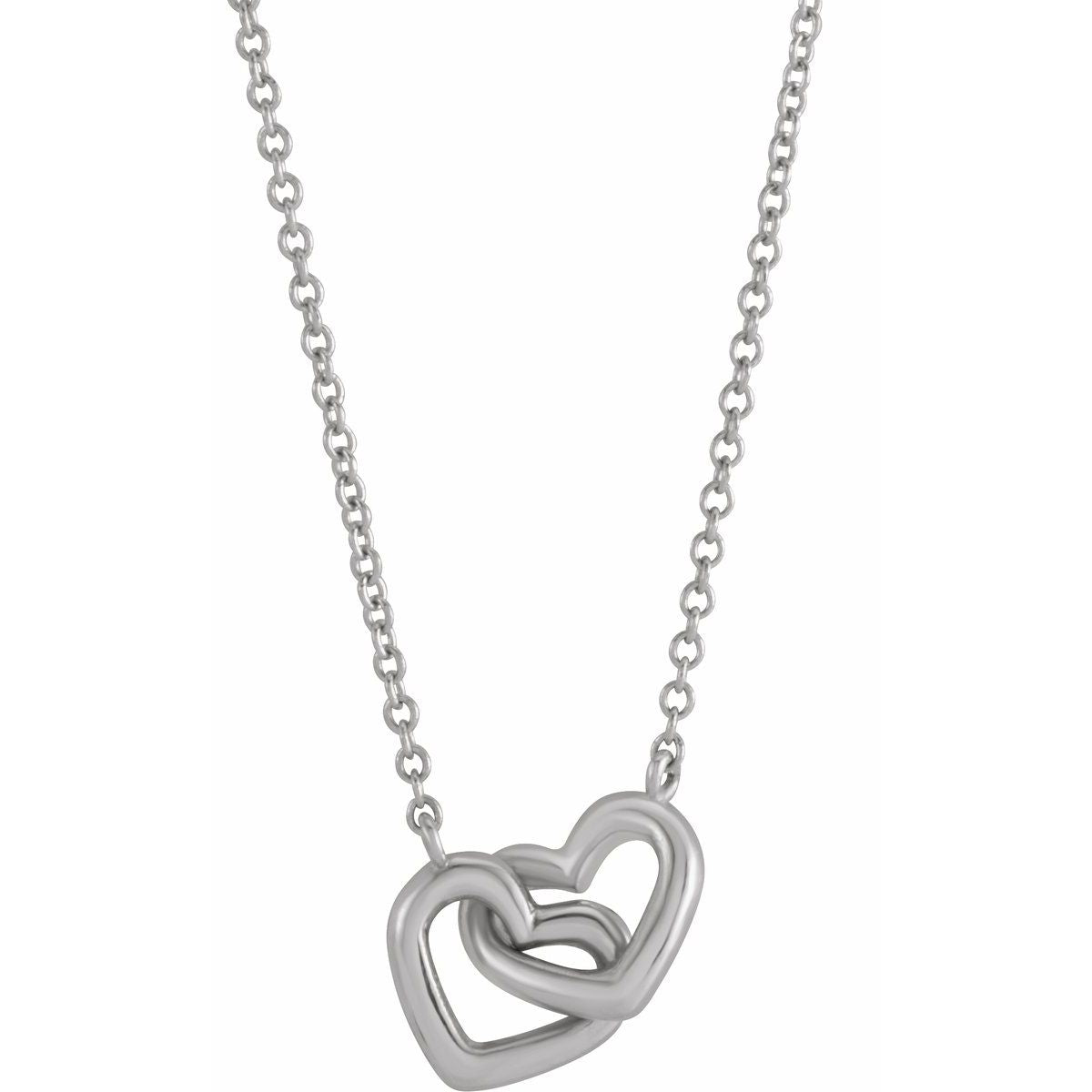Interlocking Heart Necklace in 14k white gold