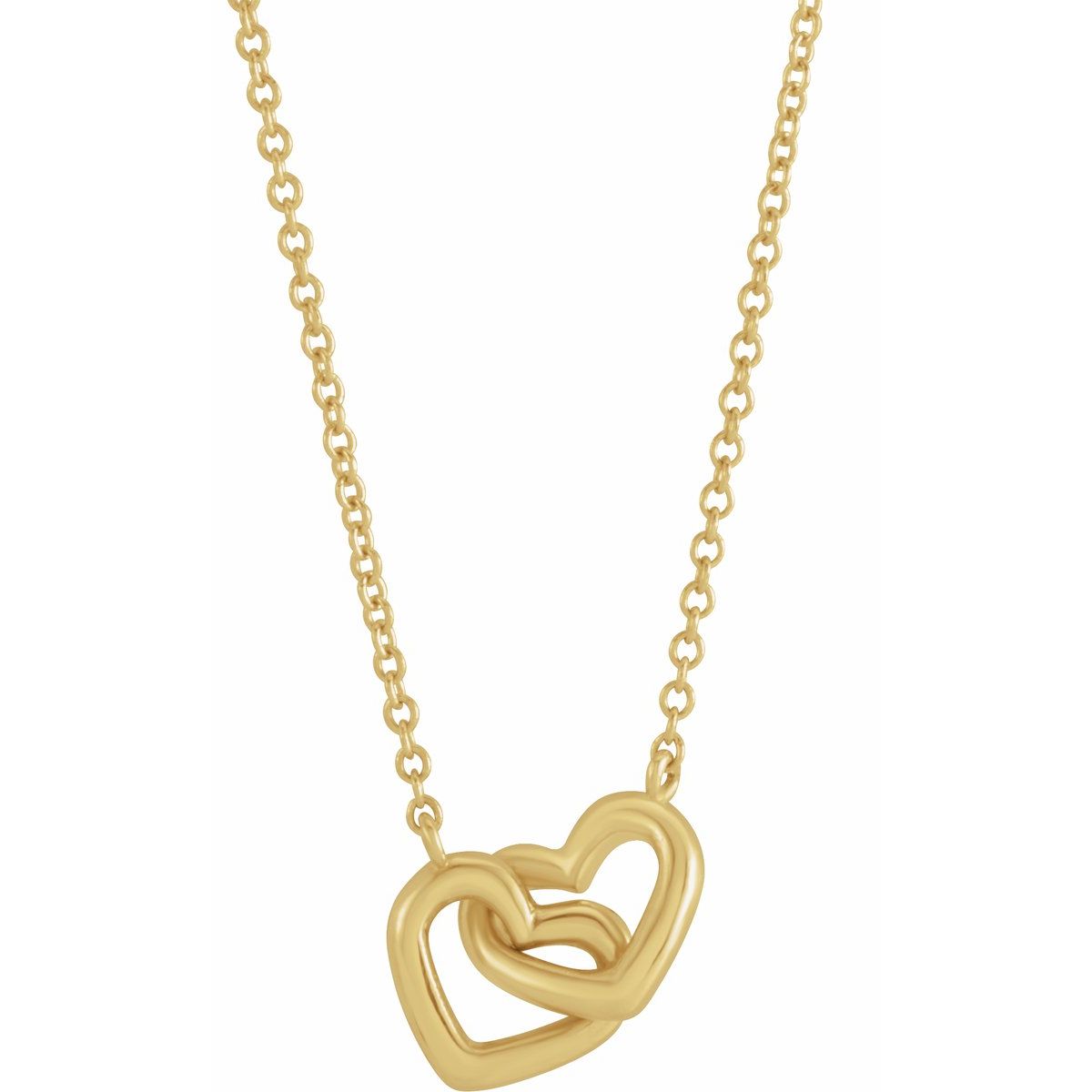 Interlocking Heart Necklace in 14k yellow gold