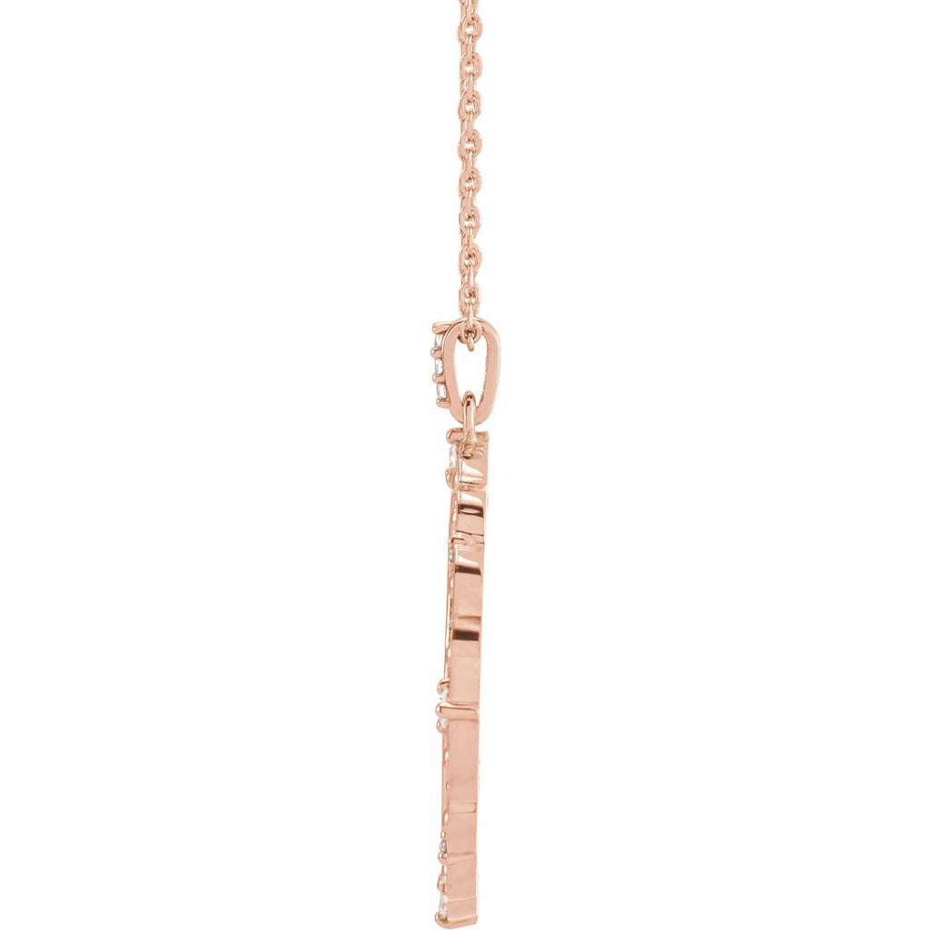1/6 CTW Natural Diamond Guardian Angel Necklace in 14k rose gold