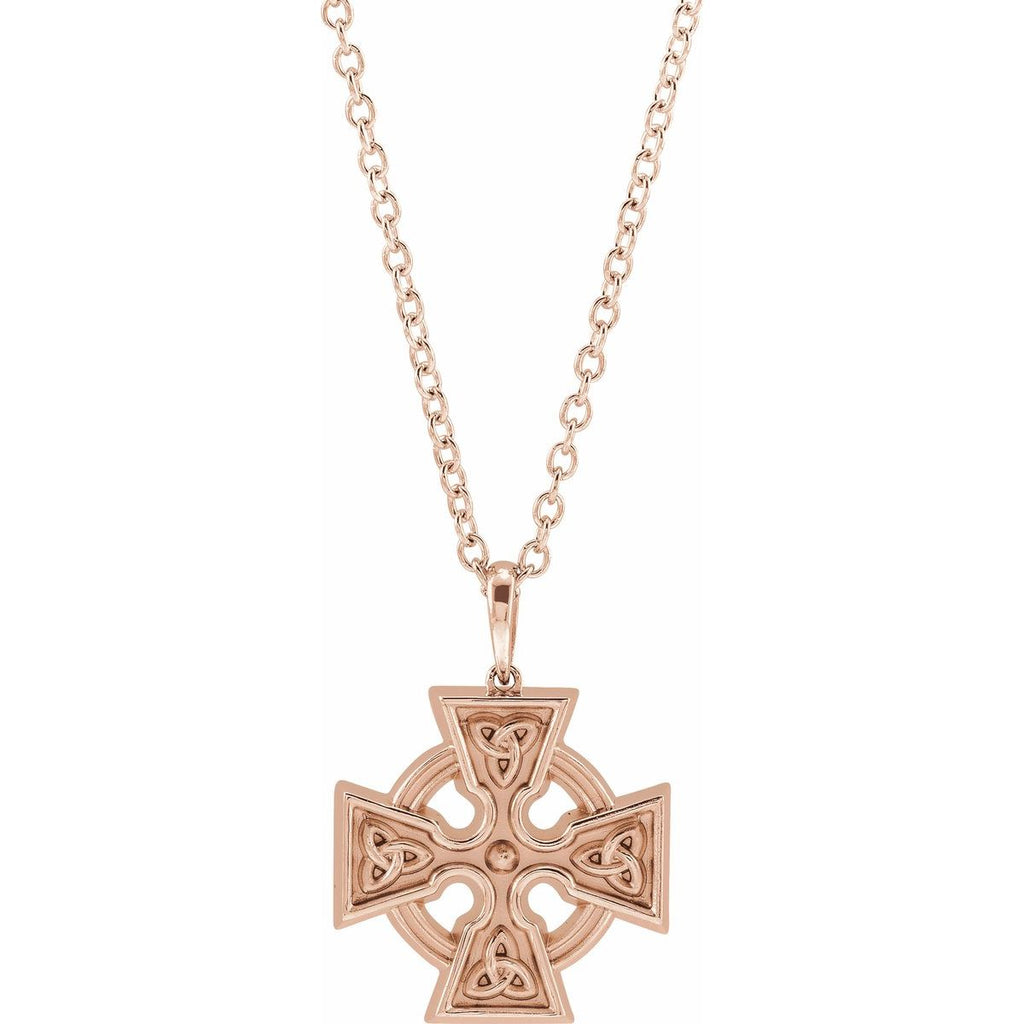 Celtic-Inspired Cross Necklace in 14k rose gold