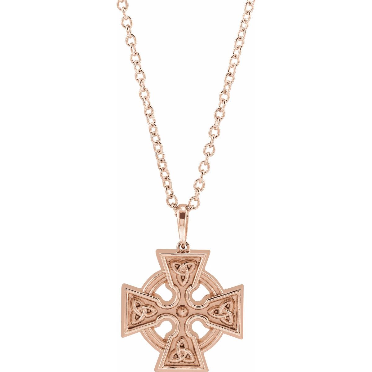 Celtic-Inspired Cross Necklace in 14k rose gold