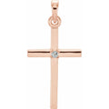 Natural Aquamarine Cross Pendant in 14k rose gold