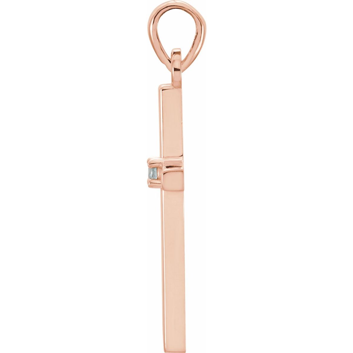 Natural Aquamarine Cross Pendant in 14k rose gold