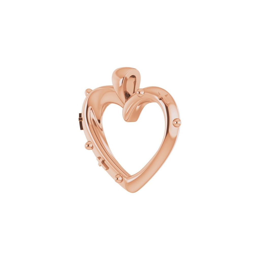18.55x17.15 mm Rosary Heart Pendant in 14k rose gold