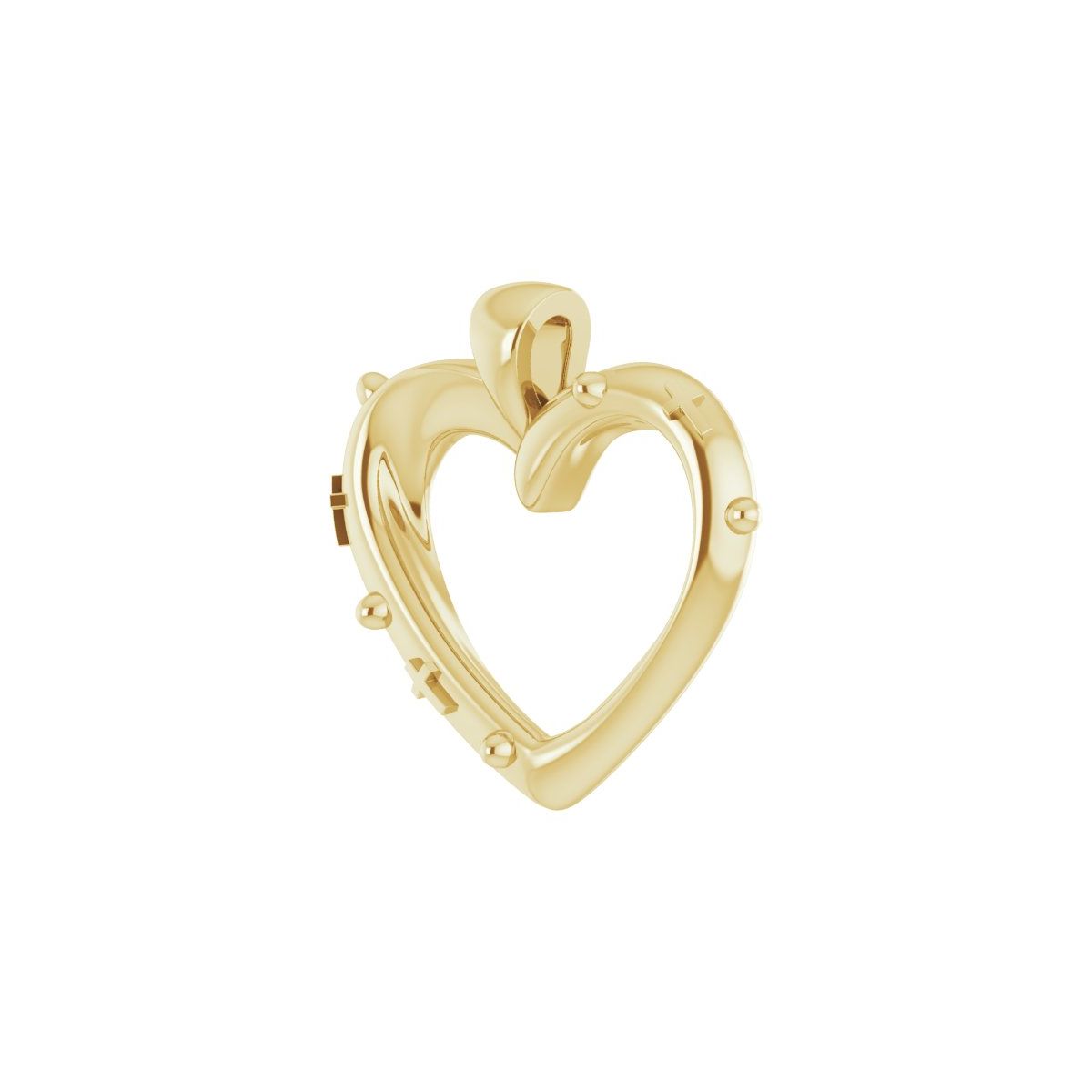 18.55x17.15 mm Rosary Heart Pendant in 14k yellow gold