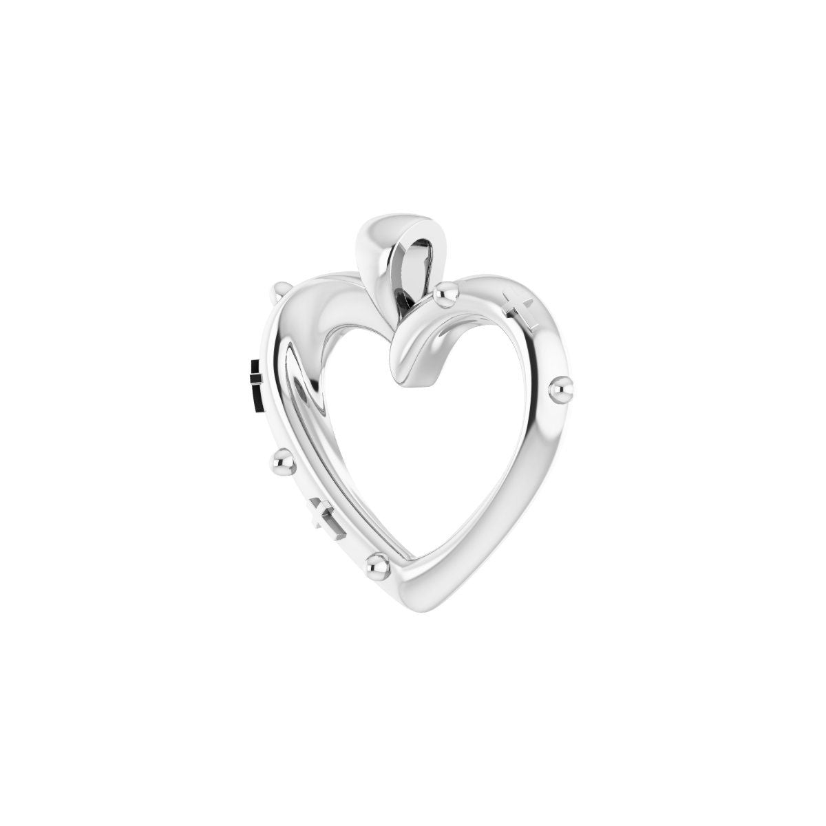 18.55x17.15 mm Rosary Heart Pendant in 14k white gold