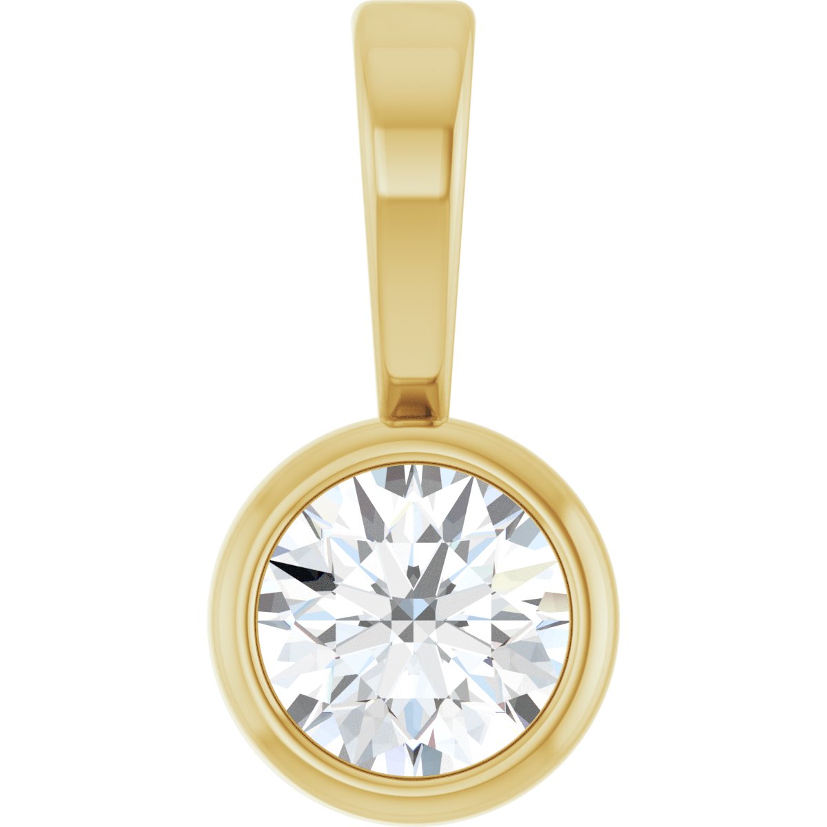 .06 CT Natural Diamond Bezel-Set Solitaire Pendant in 14k yellow gold