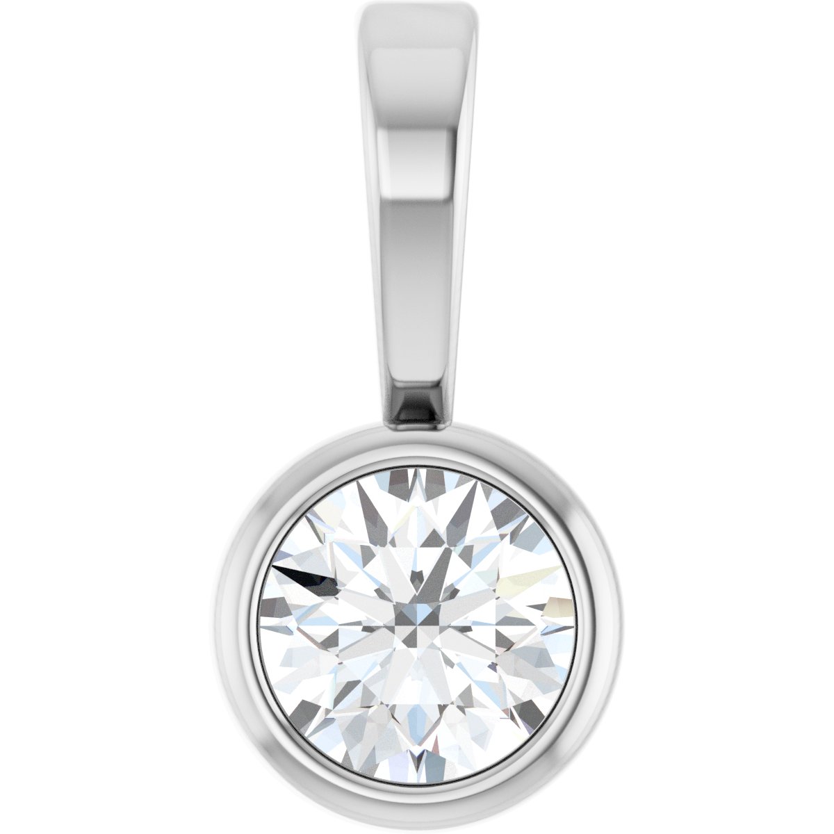 .06 CT Natural Diamond Bezel-Set Solitaire Pendant in 14k white gold