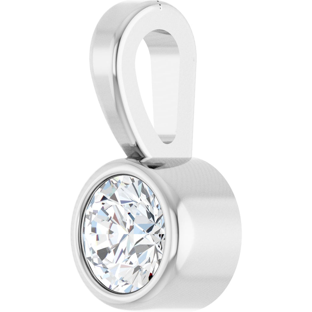 .06 CT Natural Diamond Bezel-Set Solitaire Pendant in 14k white gold