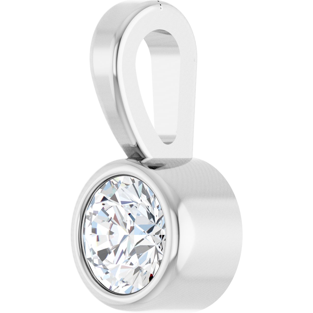 .06 CT Natural Diamond Bezel-Set Solitaire Pendant in 14k white gold