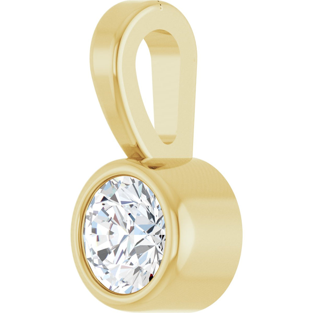 .06 CT Natural Diamond Bezel-Set Solitaire Pendant in 14k yellow gold