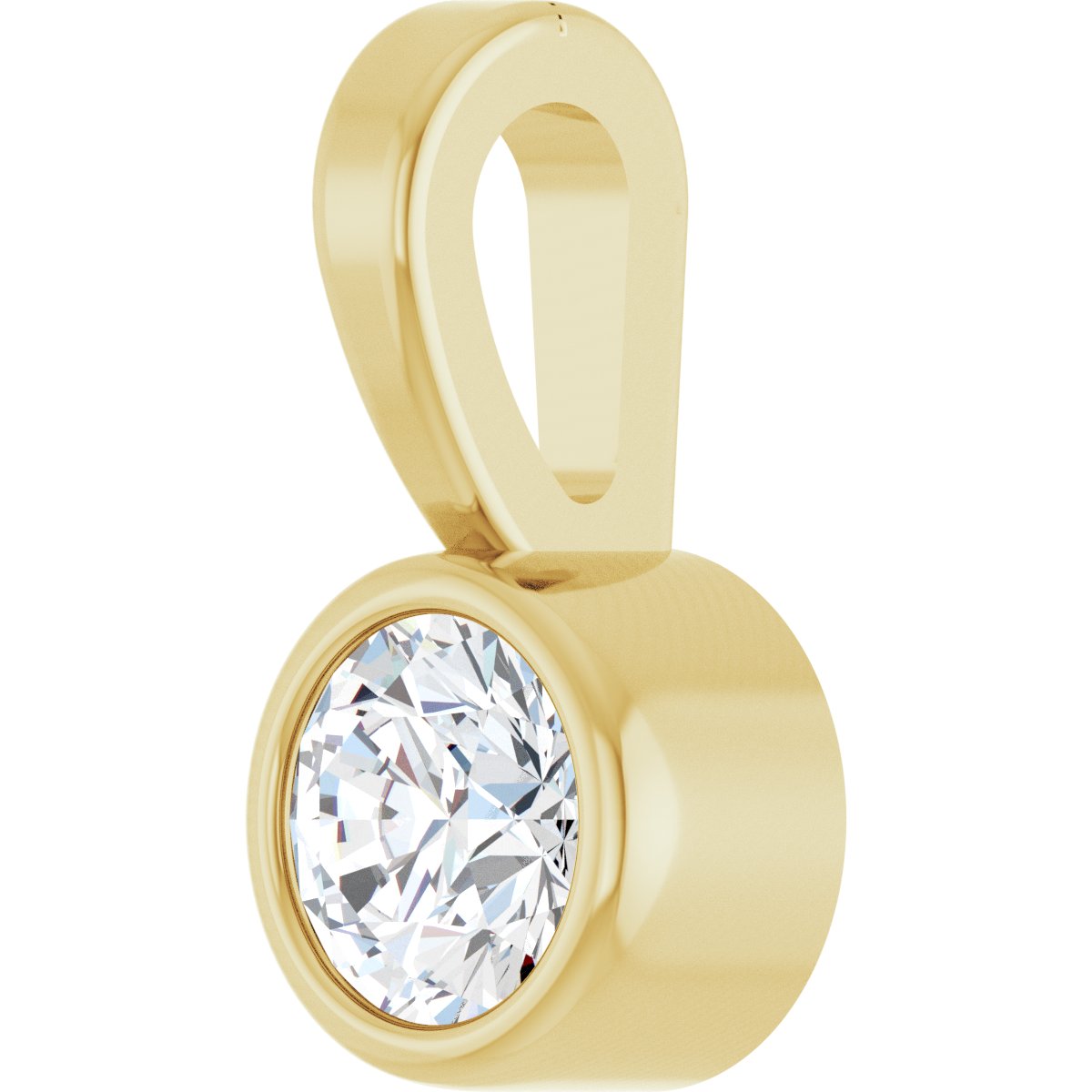.06 CT Natural Diamond Bezel-Set Solitaire Pendant in 14k yellow gold