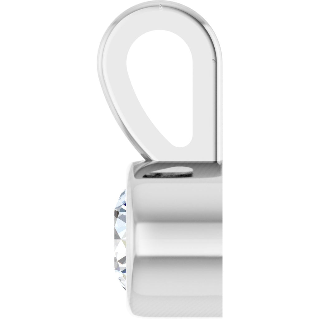 .06 CT Natural Diamond Bezel-Set Solitaire Pendant in 14k white gold