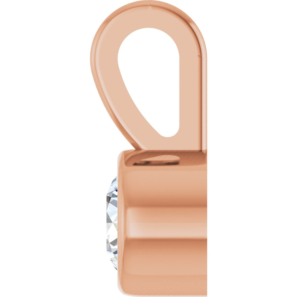 .06 CT Natural Diamond Bezel-Set Solitaire Pendant in 14k rose gold
