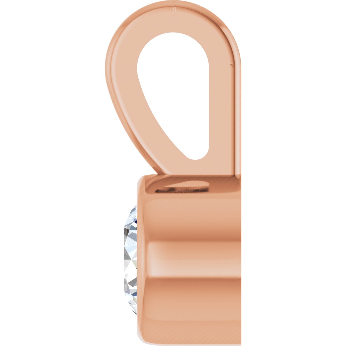 .06 CT Natural Diamond Bezel-Set Solitaire Pendant in 14k rose gold