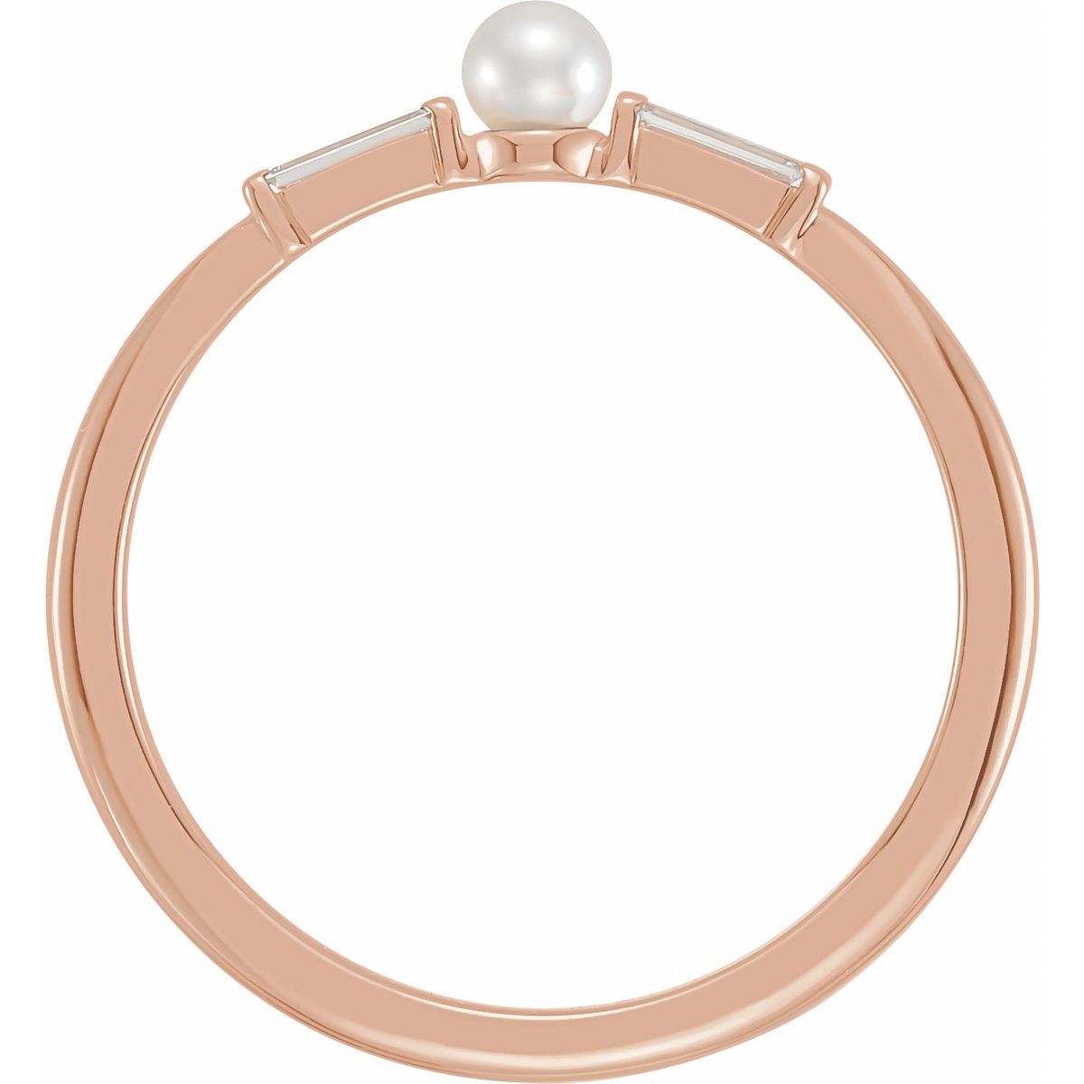 Cultured White Seed Pearl & 1/8 CTW Natural Diamond Ring in 14k rose gold