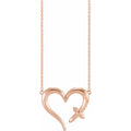 Cross & Open Heart Necklace in 14k rose gold