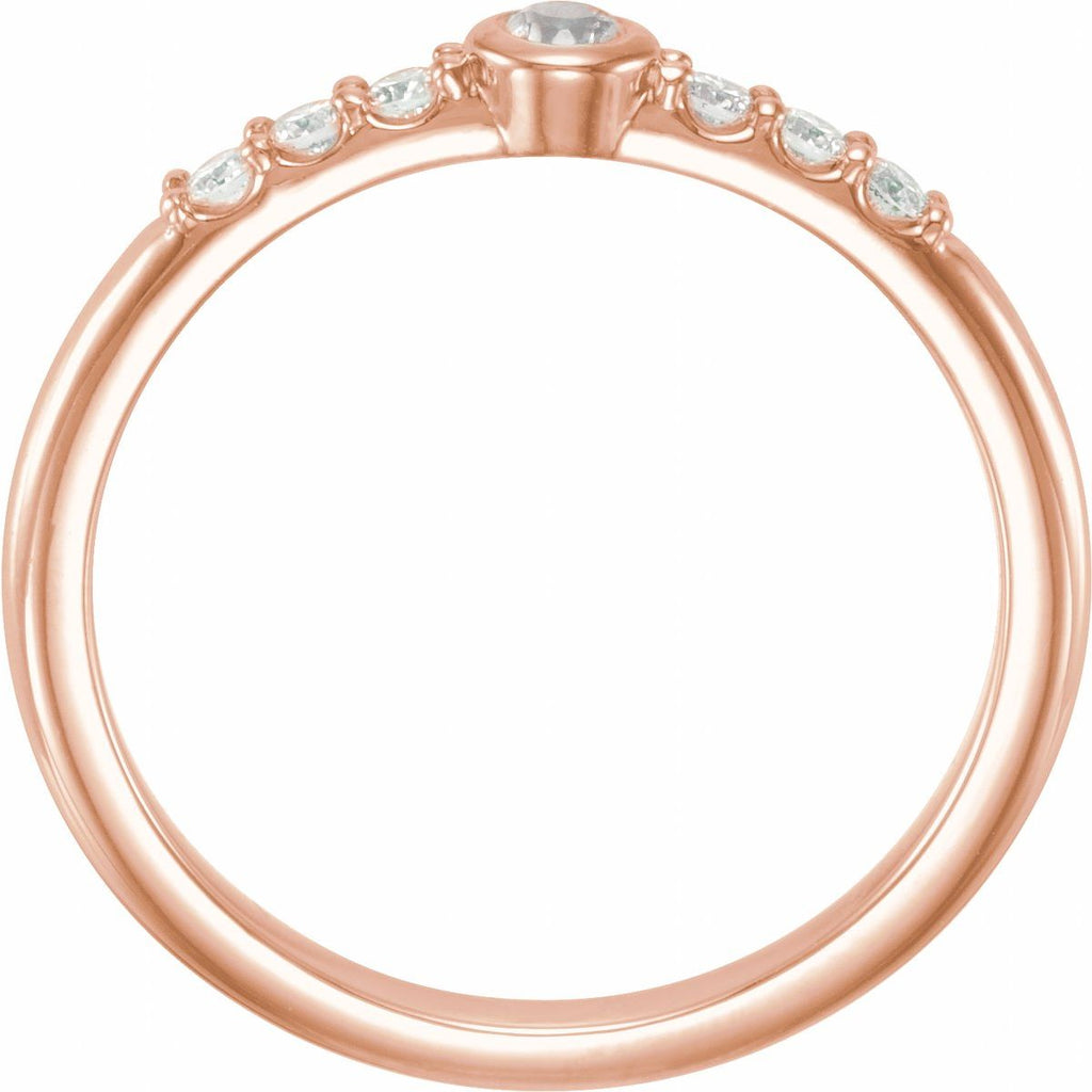 Natural Blue Sheen Moonstone & 1/6 CTW Natural Diamond Stackable Ring in 14k rose gold