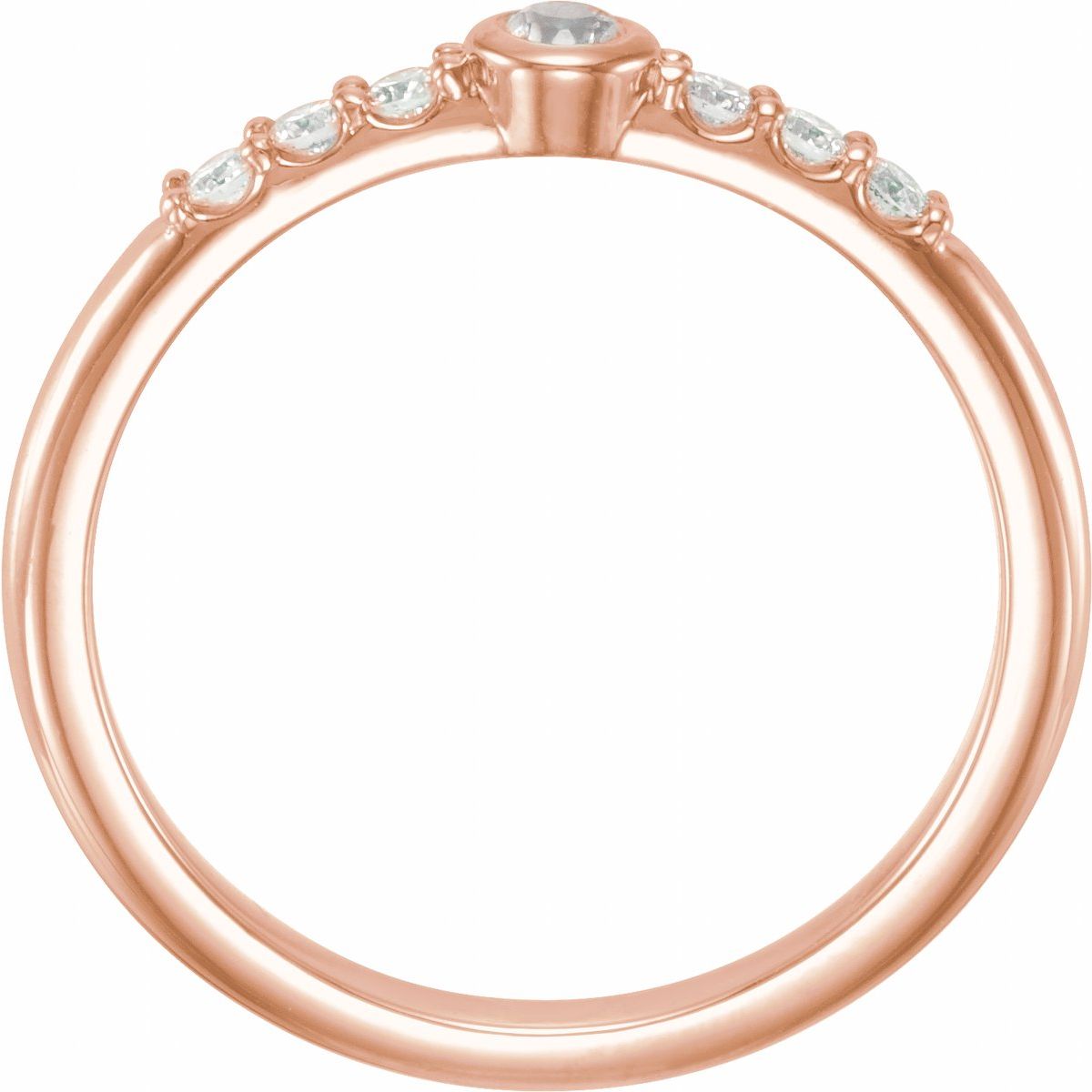Natural Blue Sheen Moonstone & 1/6 CTW Natural Diamond Stackable Ring in 14k rose gold