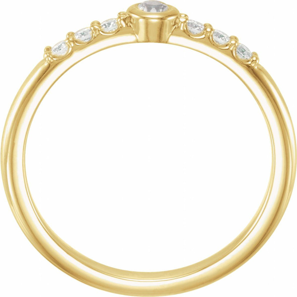 Natural Blue Sheen Moonstone & 1/6 CTW Natural Diamond Stackable Ring in 14k yellow gold