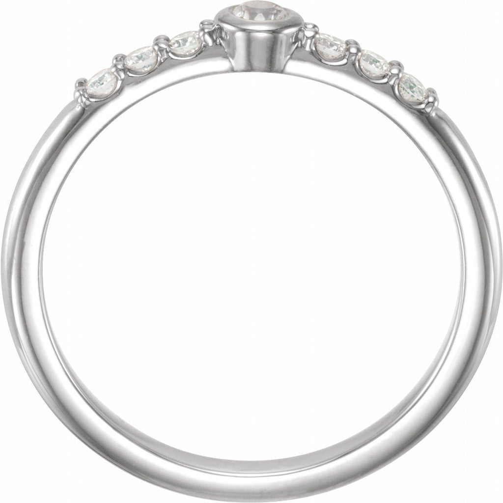 Natural Blue Sheen Moonstone & 1/6 CTW Natural Diamond Stackable Ring in 14k white gold